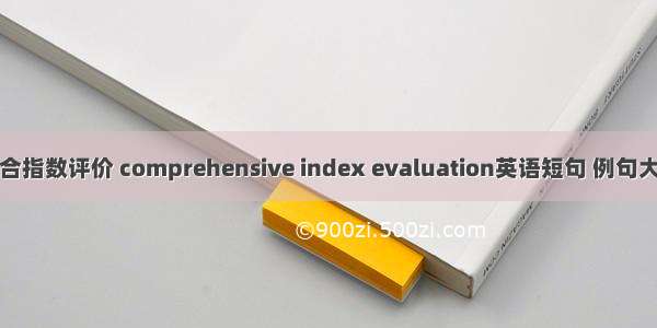 综合指数评价 comprehensive index evaluation英语短句 例句大全