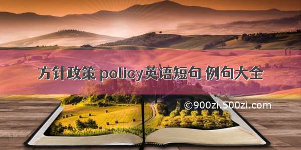 方针政策 policy英语短句 例句大全