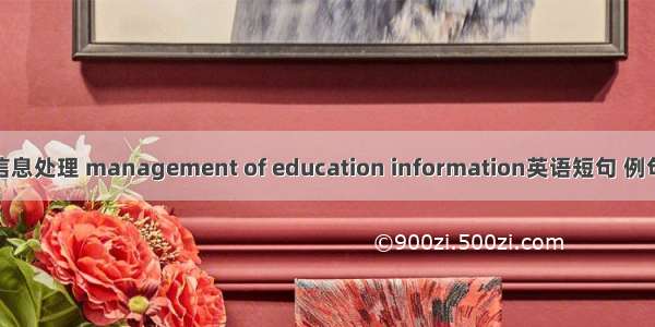 教育信息处理 management of education information英语短句 例句大全