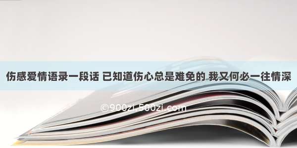 伤感爱情语录一段话 已知道伤心总是难免的 我又何必一往情深