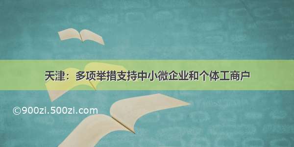 天津：多项举措支持中小微企业和个体工商户