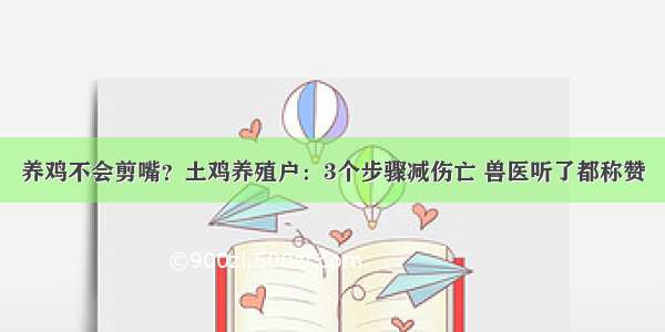 养鸡不会剪嘴？土鸡养殖户：3个步骤减伤亡 兽医听了都称赞