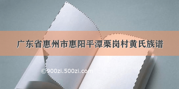 广东省惠州市惠阳平潭栗岗村黄氏族谱