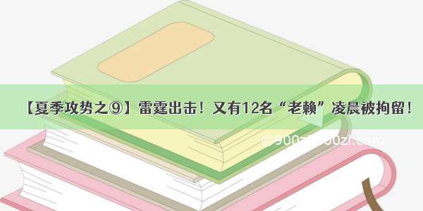 【夏季攻势之⑨】雷霆出击！又有12名“老赖”凌晨被拘留！