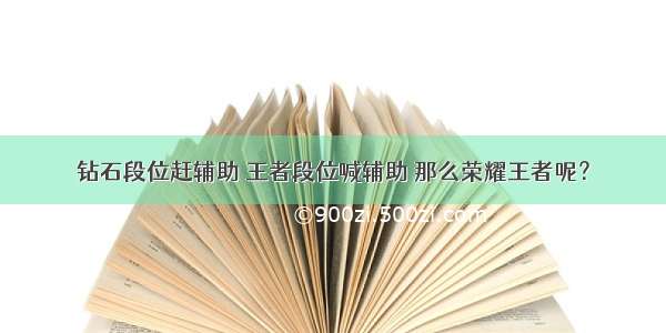 钻石段位赶辅助 王者段位喊辅助 那么荣耀王者呢？