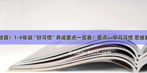 值得收藏！1-9年级“好习惯”养成要点一览表！要点：学习习惯 思维能力...