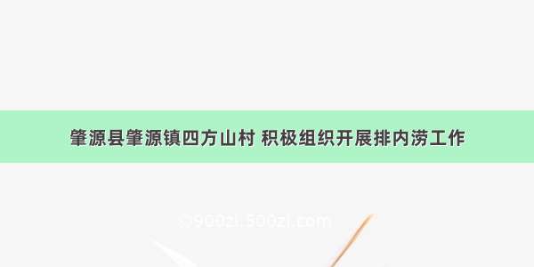 肇源县肇源镇四方山村 积极组织开展排内涝工作