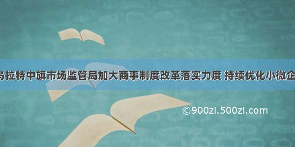 基层动态 |乌拉特中旗市场监管局加大商事制度改革落实力度 持续优化小微企业营商环境