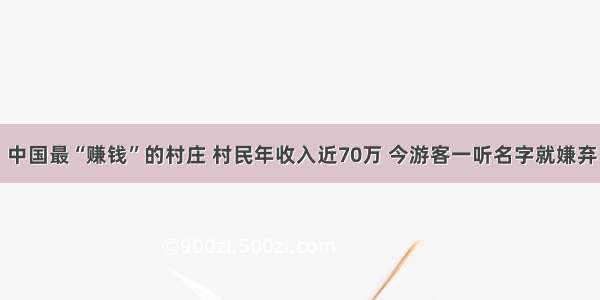 中国最“赚钱”的村庄 村民年收入近70万 今游客一听名字就嫌弃