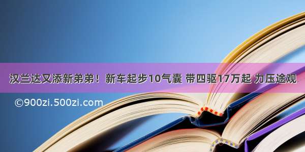 汉兰达又添新弟弟！新车起步10气囊 带四驱17万起 力压途观