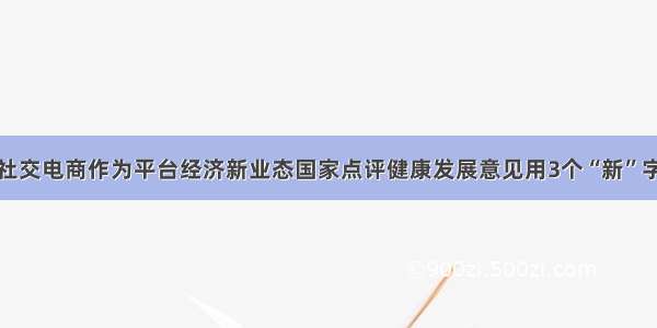 社交电商作为平台经济新业态国家点评健康发展意见用3个“新”字