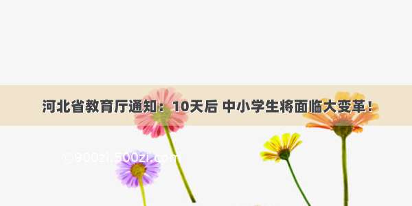 河北省教育厅通知：10天后 中小学生将面临大变革！