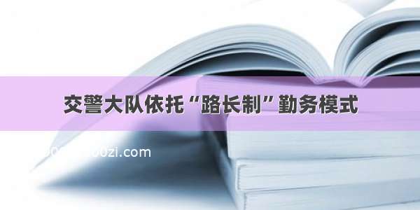 交警大队依托“路长制”勤务模式