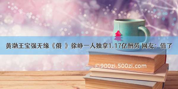 黄渤王宝强无缘《俄囧》徐峥一人独拿1.17亿酬劳 网友：值了