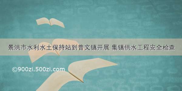 景洪市水利水土保持站到普文镇开展 集镇供水工程安全检查