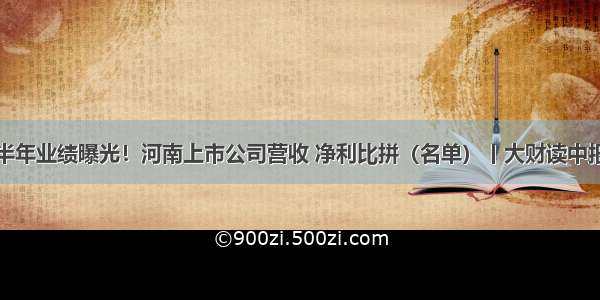 上半年业绩曝光！河南上市公司营收 净利比拼（名单）丨大财读中报㉗