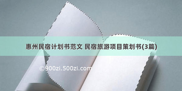 惠州民宿计划书范文 民宿旅游项目策划书(3篇)