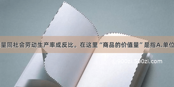 商品的价值量同社会劳动生产率成反比。在这里“商品的价值量”是指A.单位时间生产商