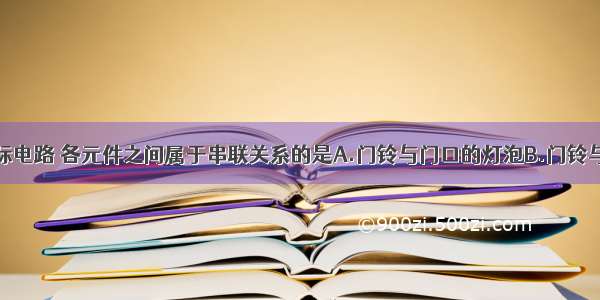 下列几种实际电路 各元件之间属于串联关系的是A.门铃与门口的灯泡B.门铃与门铃按钮C.