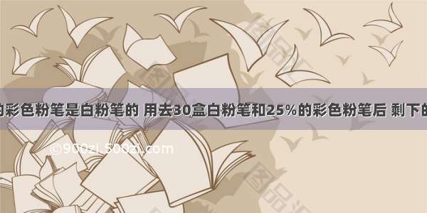 学校买来的彩色粉笔是白粉笔的 用去30盒白粉笔和25%的彩色粉笔后 剩下的彩色粉笔 