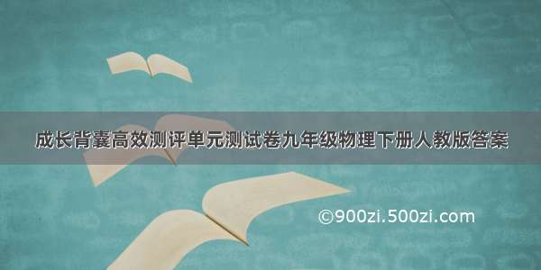 成长背囊高效测评单元测试卷九年级物理下册人教版答案