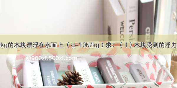 一个质量是9kg的木块漂浮在水面上 （g=10N/kg）求：（1）木块受到的浮力多大？（2）