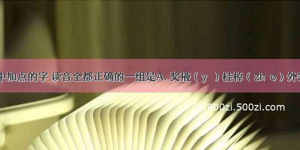 下列词语中加点的字 读音全都正确的一组是A. 奖掖（yè）桂棹（zhào）外甥女（sūn