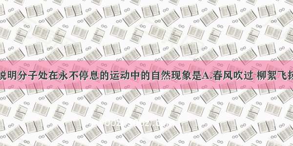 单选题能够说明分子处在永不停息的运动中的自然现象是A.春风吹过 柳絮飞扬B.秋风萧瑟
