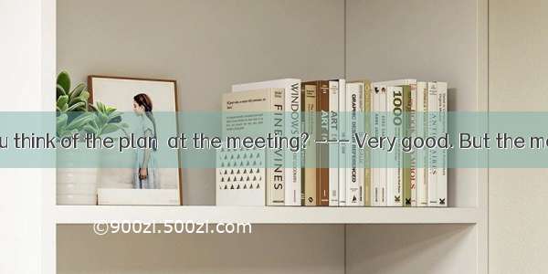 --- What do you think of the plan  at the meeting? --- Very good. But the most important i