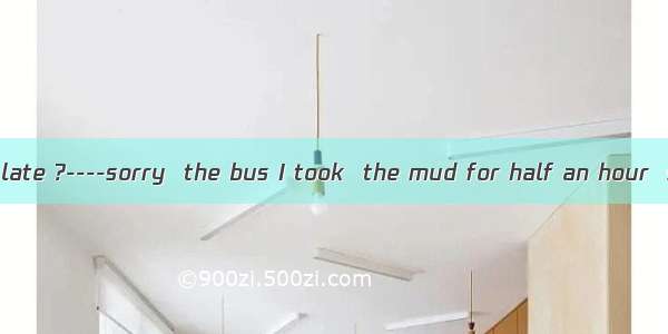 ----Why are you late ?----sorry  the bus I took  the mud for half an hour  so I had to wal