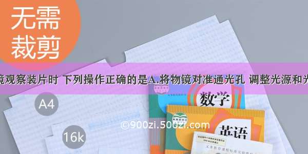 单选题显微镜观察装片时 下列操作正确的是A.将物镜对准通光孔 调整光源和光圈 获得均匀