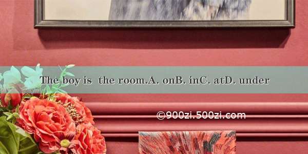 The boy is  the room.A. onB. inC. atD. under