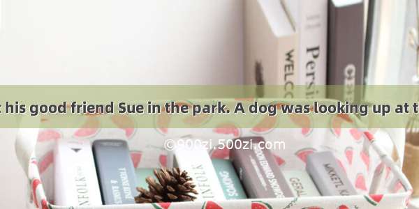 One day Jack met his good friend Sue in the park. A dog was looking up at the woman beside