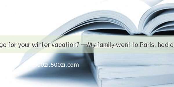 —Where did you go for your winter vacation? —My family went to Paris. had a great time.A.H