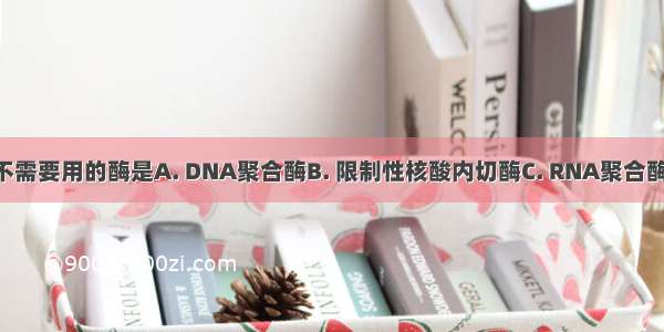 重组DNA技术不需要用的酶是A. DNA聚合酶B. 限制性核酸内切酶C. RNA聚合酶D. DNA连接酶