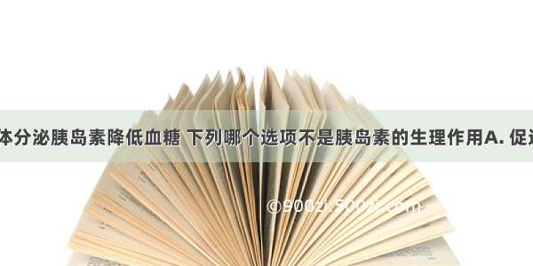 进食后 机体分泌胰岛素降低血糖 下列哪个选项不是胰岛素的生理作用A. 促进组织细胞