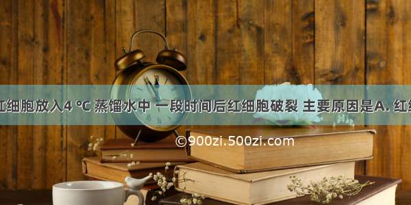 将人的红细胞放入4 ℃ 蒸馏水中 一段时间后红细胞破裂 主要原因是A. 红细胞膜具