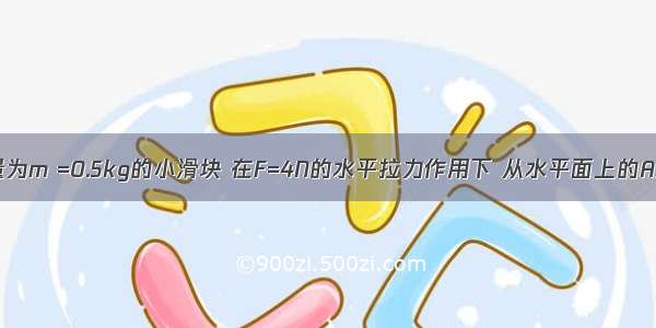 如图所示 一质量为m =0.5kg的小滑块 在F=4N的水平拉力作用下 从水平面上的A点由静止开始运