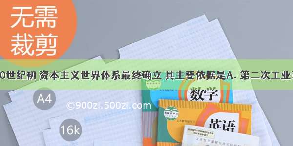 19世纪末20世纪初 资本主义世界体系最终确立 其主要依据是A. 第二次工业革命兴起B.