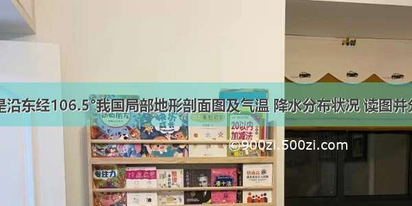 下图所示是沿东经106.5°我国局部地形剖面图及气温 降水分布状况 读图并分析回答问