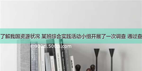 材料一为了了解我国资源状况 某班综合实践活动小组开展了一次调查 通过查阅图书资料