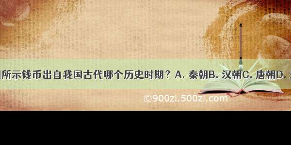 下图所示钱币出自我国古代哪个历史时期？A. 秦朝B. 汉朝C. 唐朝D. 宋朝