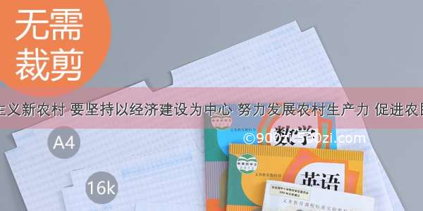 建设社会主义新农村 要坚持以经济建设为中心 努力发展农村生产力 促进农民收入持续