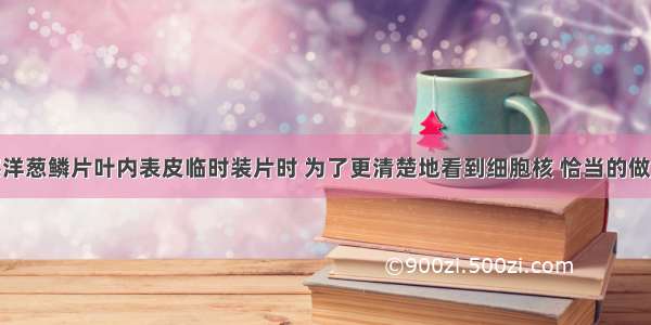 单选题观察洋葱鳞片叶内表皮临时装片时 为了更清楚地看到细胞核 恰当的做法是A.用碘