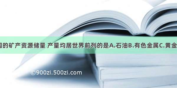 甲 乙两国的矿产资源储量 产量均居世界前列的是A.石油　B.有色金属C.黄金　D.铁矿石